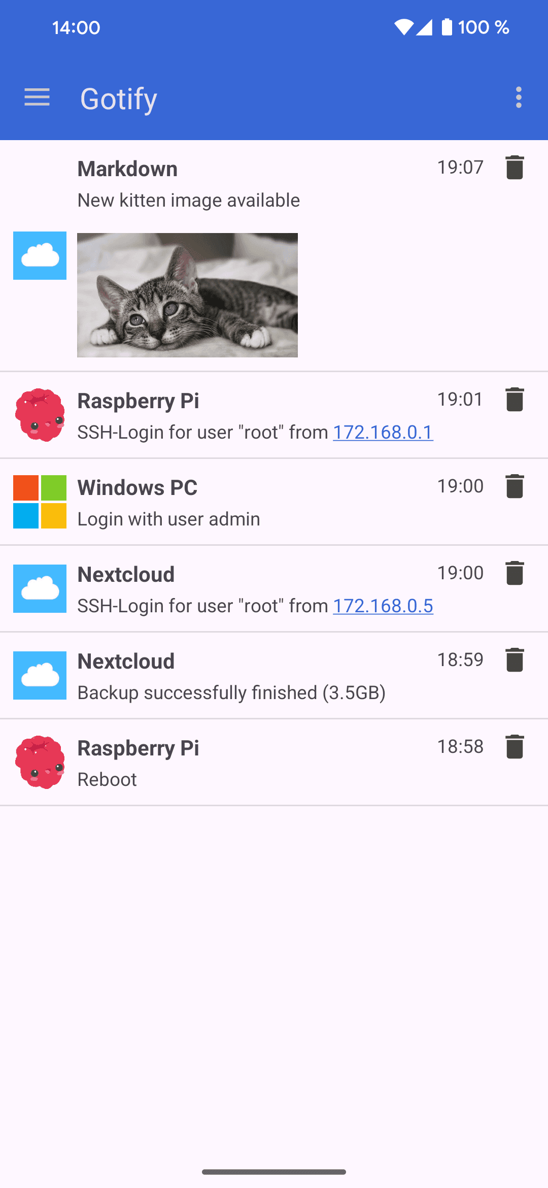 Скриншот 1 — Gotify
