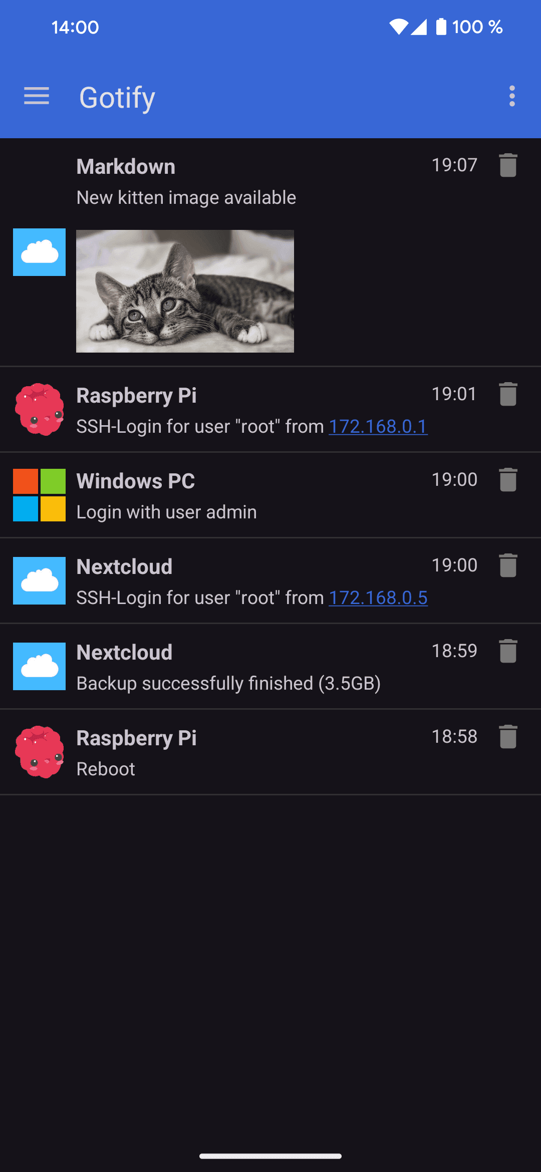 Скриншот 2 — Gotify