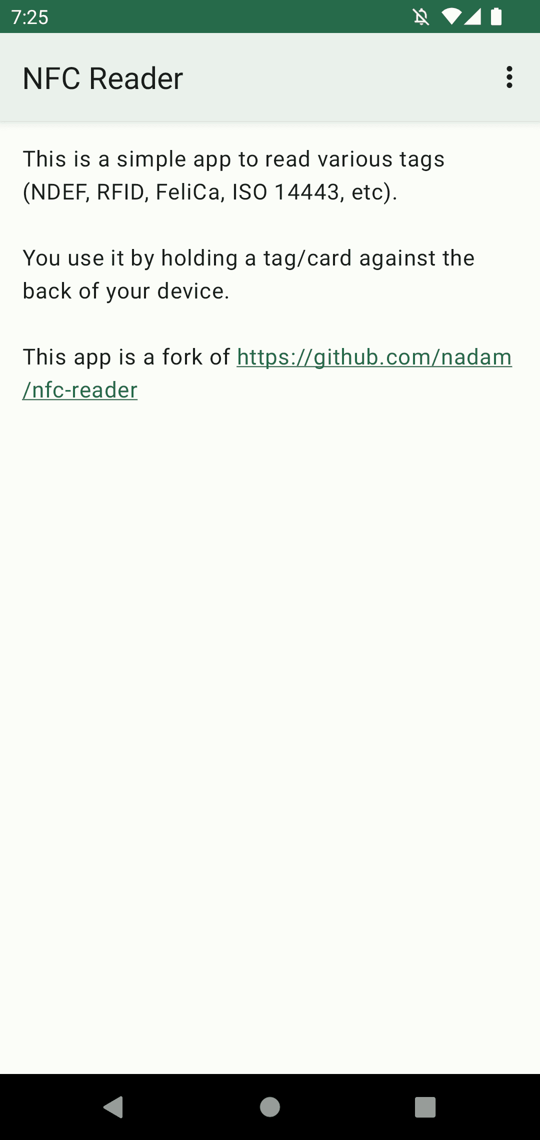 Скриншот 1 — NFC Чтение