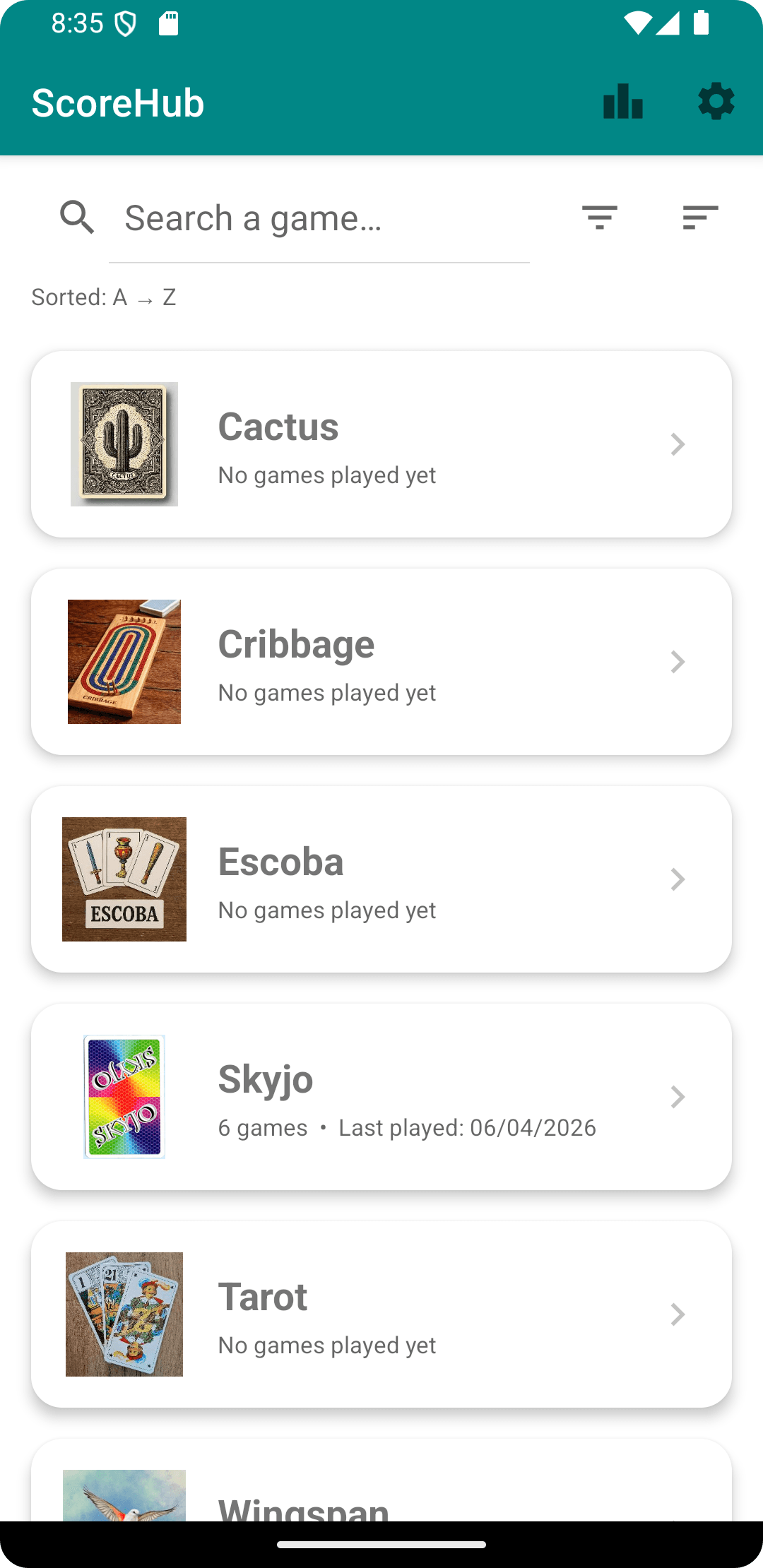 Скриншот 1 — ScoreHub - Game Score Tracker