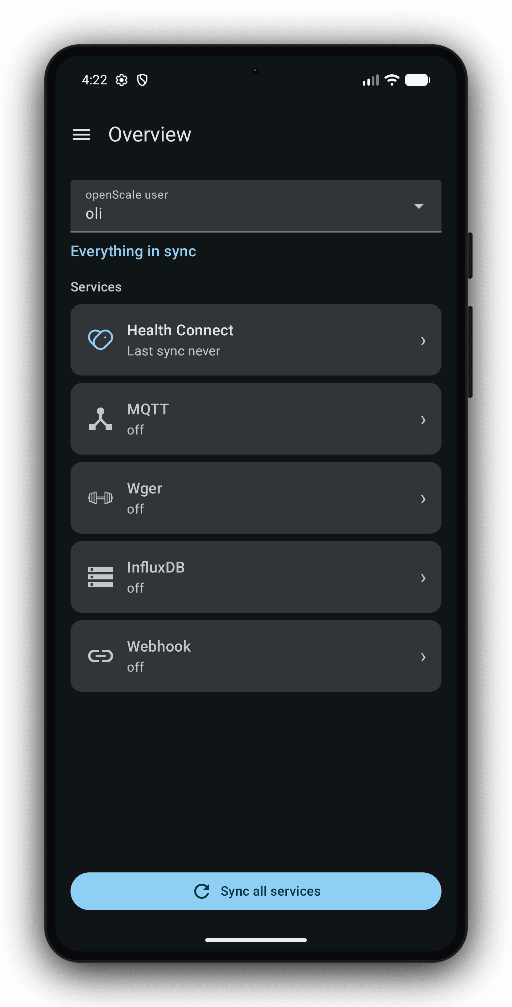 Скриншот 1 — openScale sync