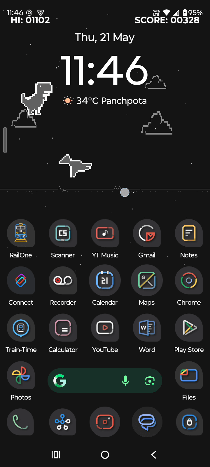 Скриншот 1 — Live Wallpaper Dino Game