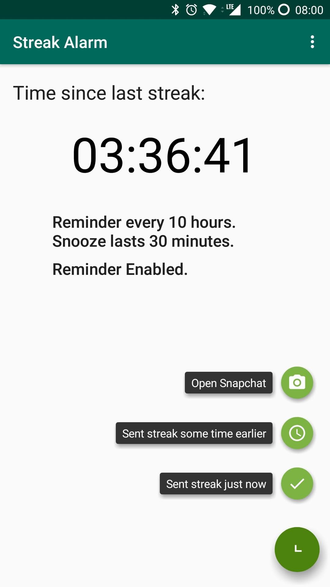 Скриншот 1 — Streak Alarm for Snapchat (Streak Reminder)