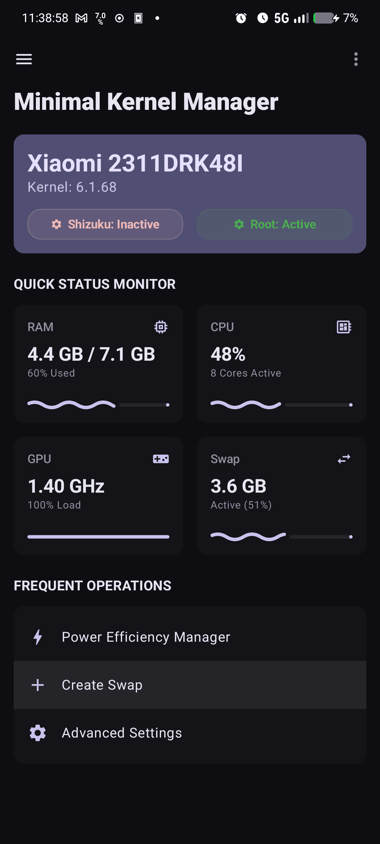 Скриншот 1 — Minimal Kernel Manager