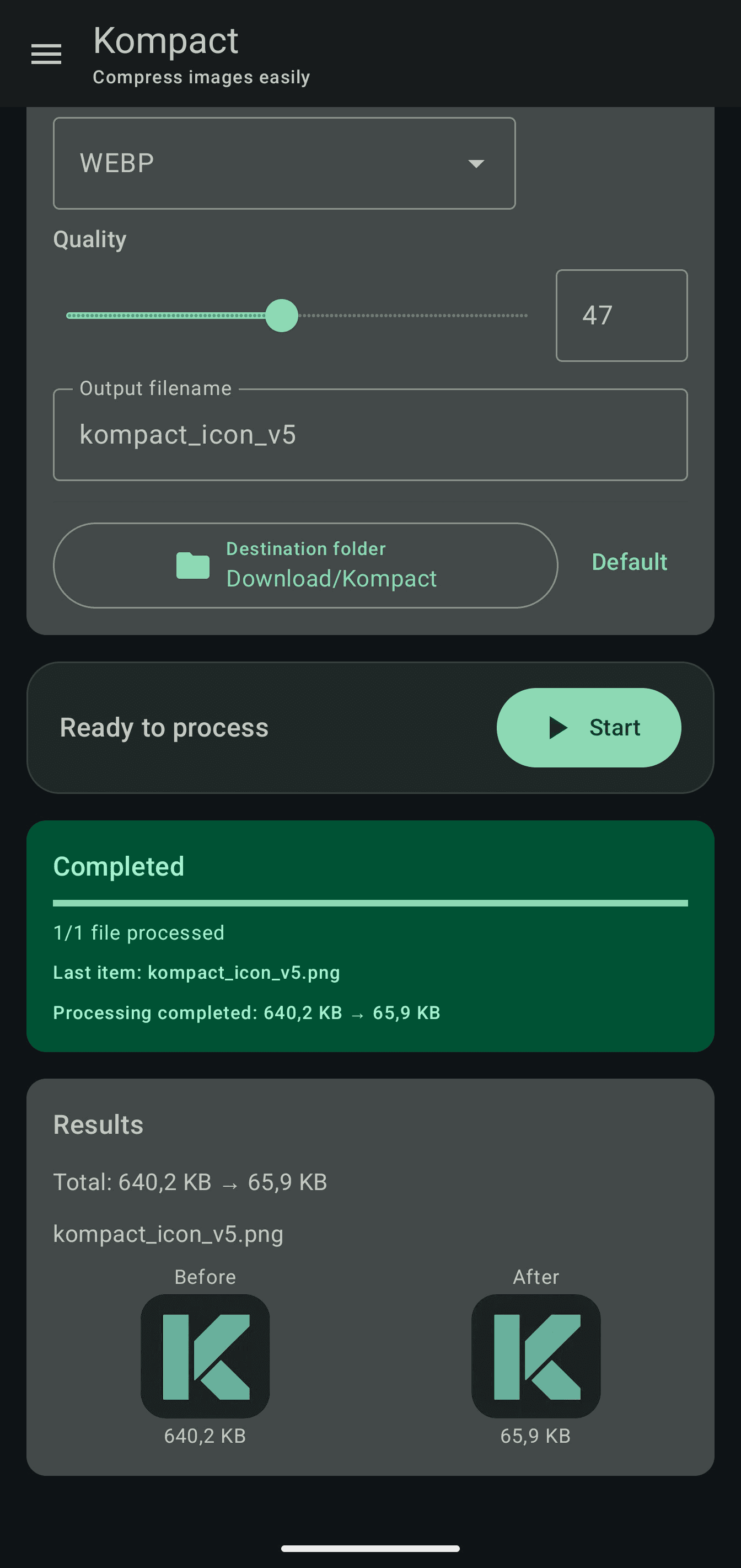 Скриншот 4 — Kompact Image Compressor