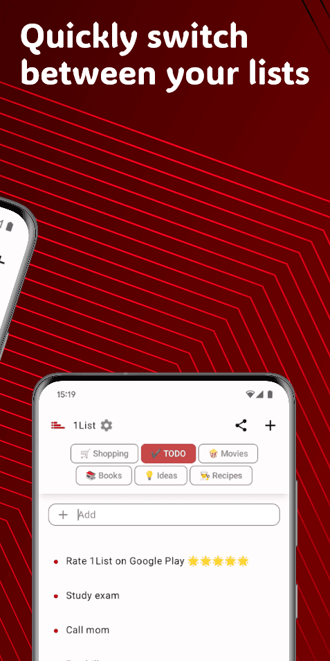 Скриншот 2 — 1List - Simple Lists for TODO, Shopping, Movies...