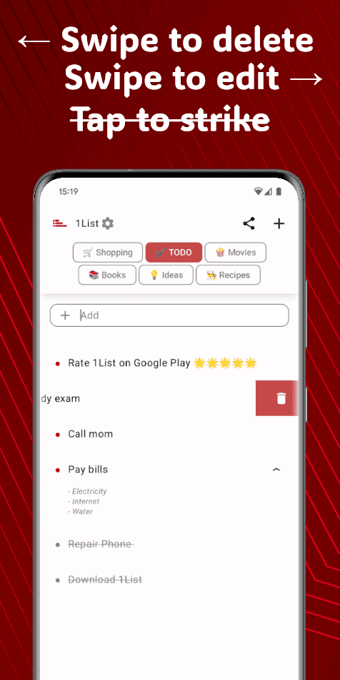 Скриншот 3 — 1List - Simple Lists for TODO, Shopping, Movies...