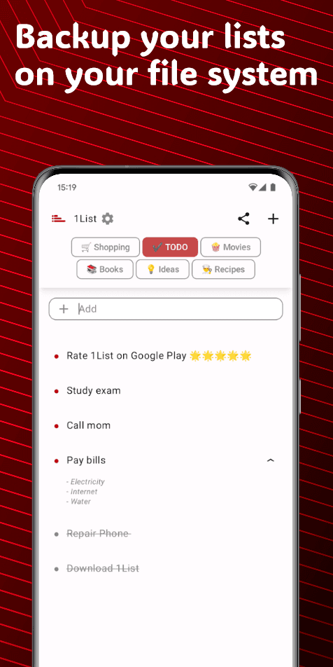 Скриншот 5 — 1List - Simple Lists for TODO, Shopping, Movies...