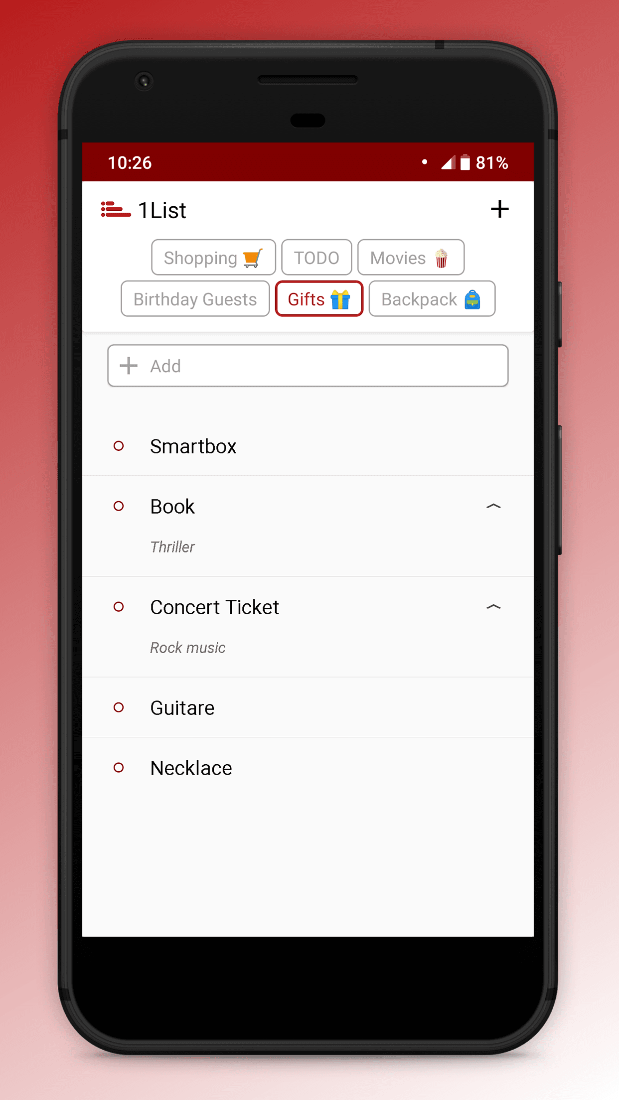 Скриншот 6 — 1List - Simple Lists for TODO, Shopping, Movies...
