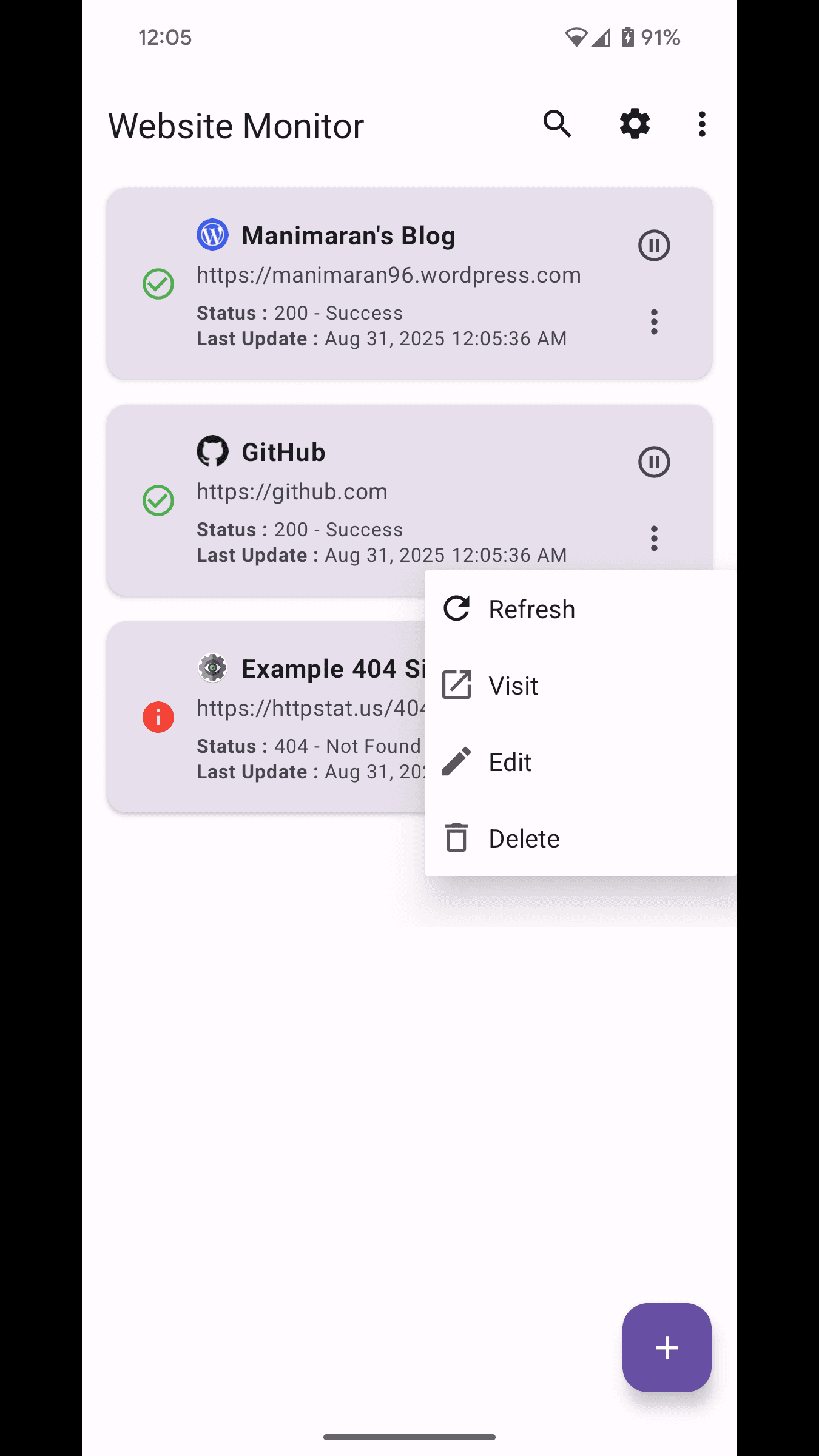 Скриншот 1 — Website Monitor