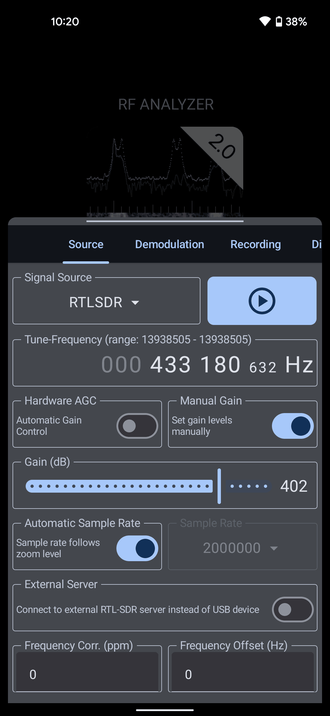 Скриншот 2 — RF Analyzer (FOSS)