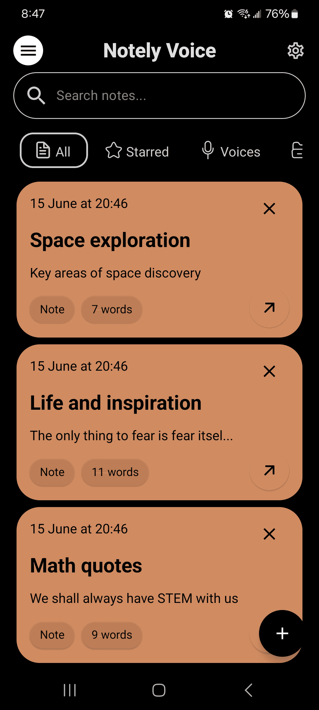 Скриншот 1 — Notely Voice: AI Voice to Text