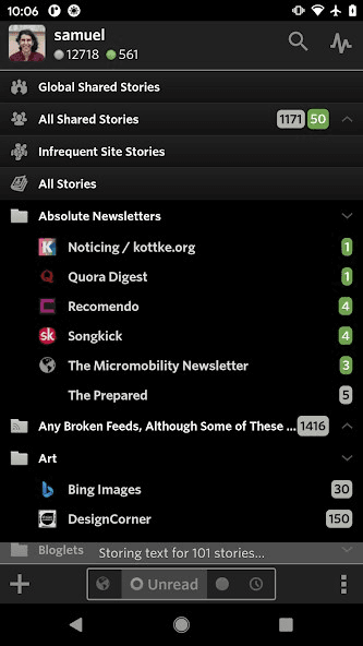 Скриншот 1 — NewsBlur - News reader