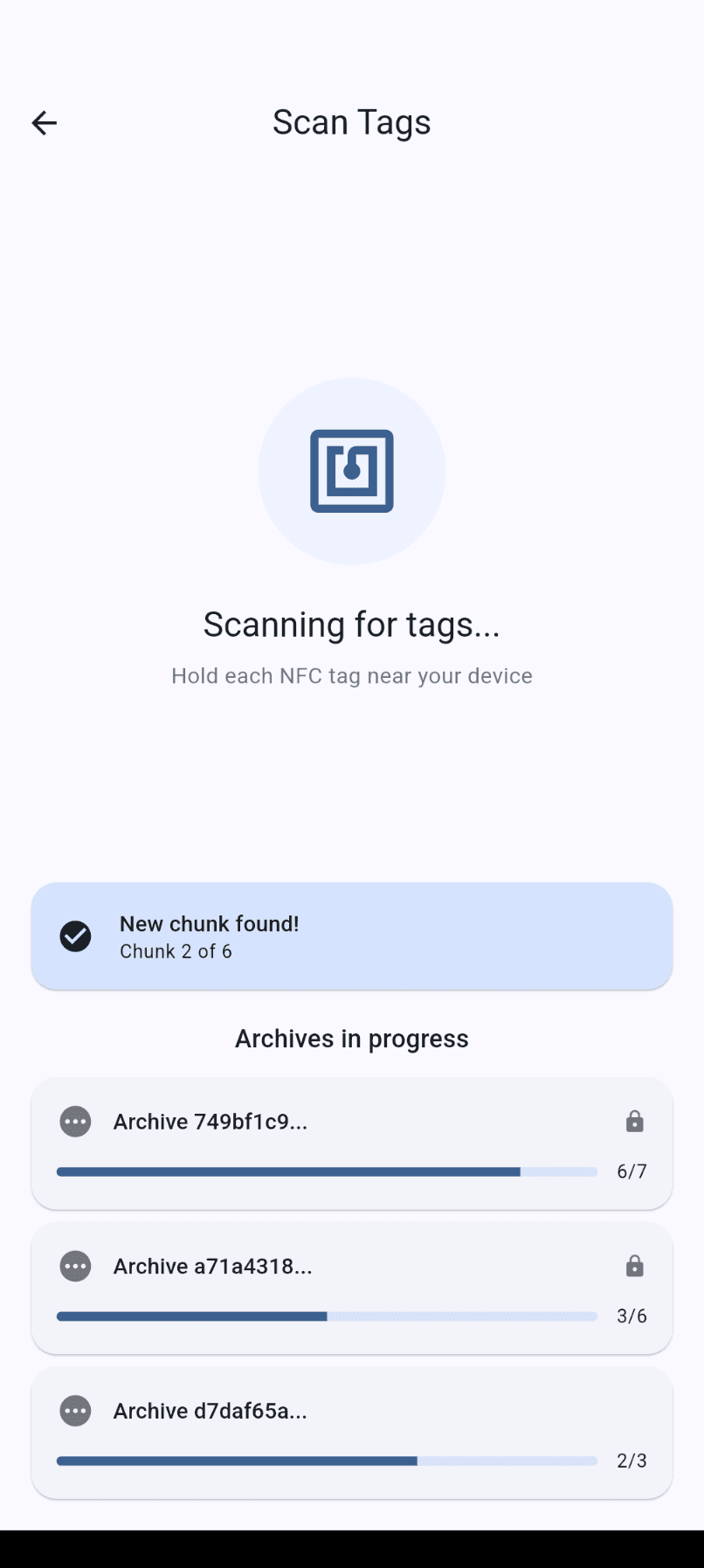 Скриншот 2 — NFC Архиватор
