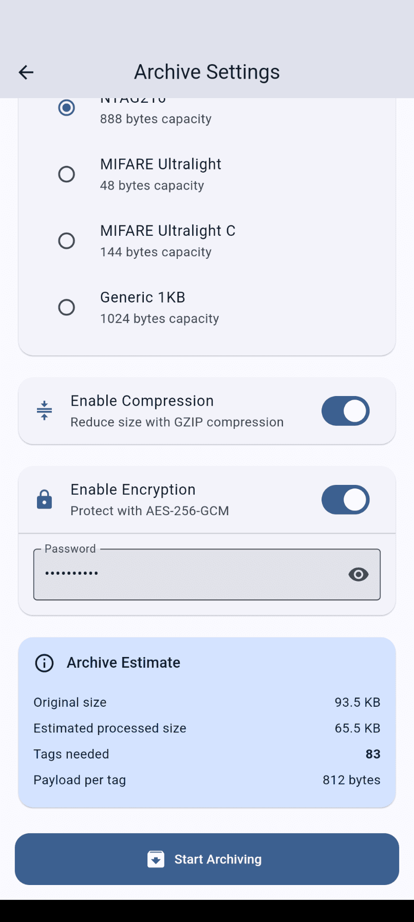 Скриншот 4 — NFC Архиватор