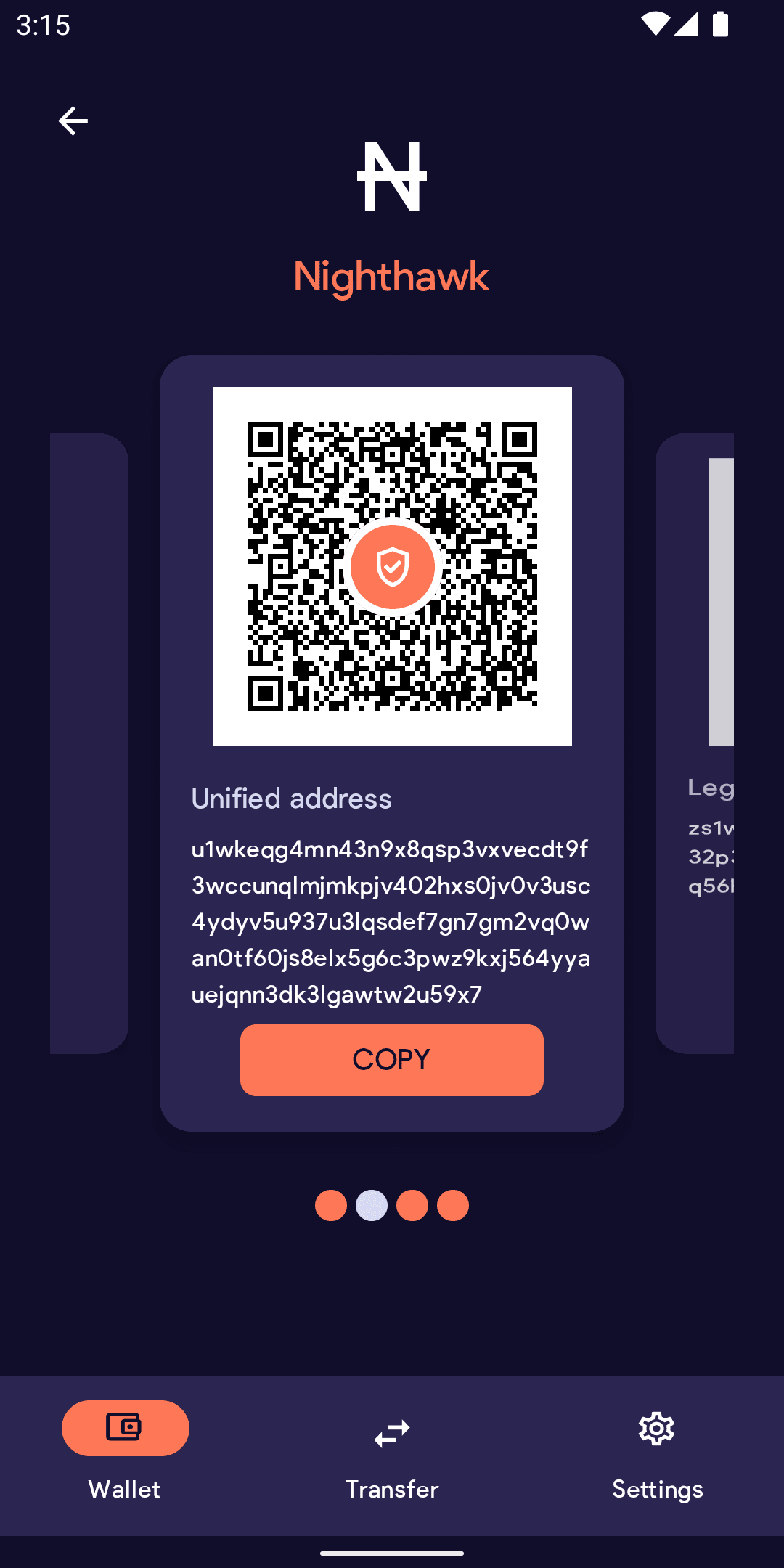Скриншот 1 — Nighthawk Wallet