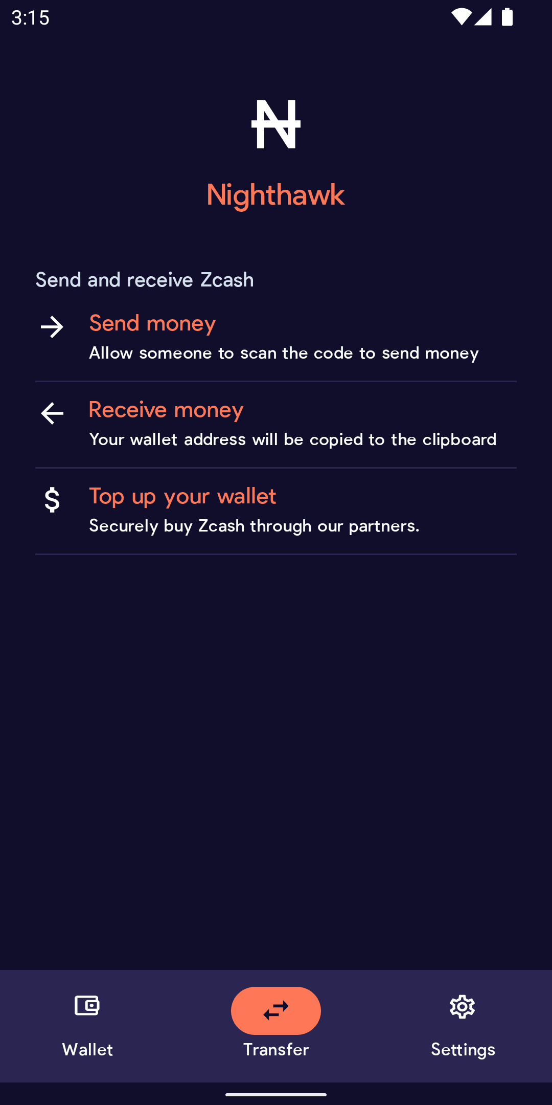 Скриншот 2 — Nighthawk Wallet