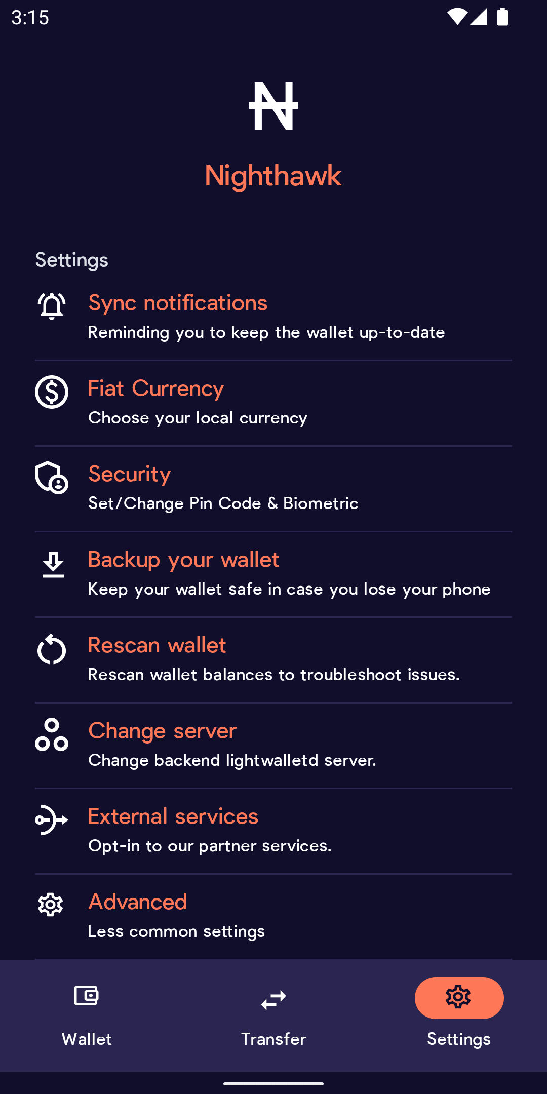 Скриншот 3 — Nighthawk Wallet