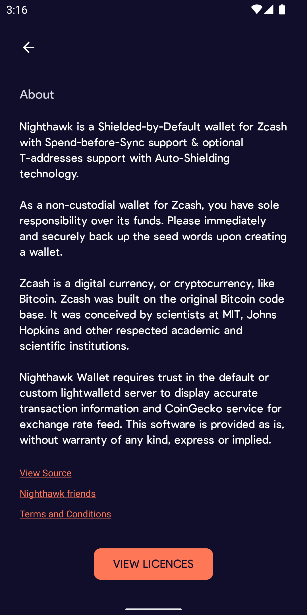Скриншот 8 — Nighthawk Wallet