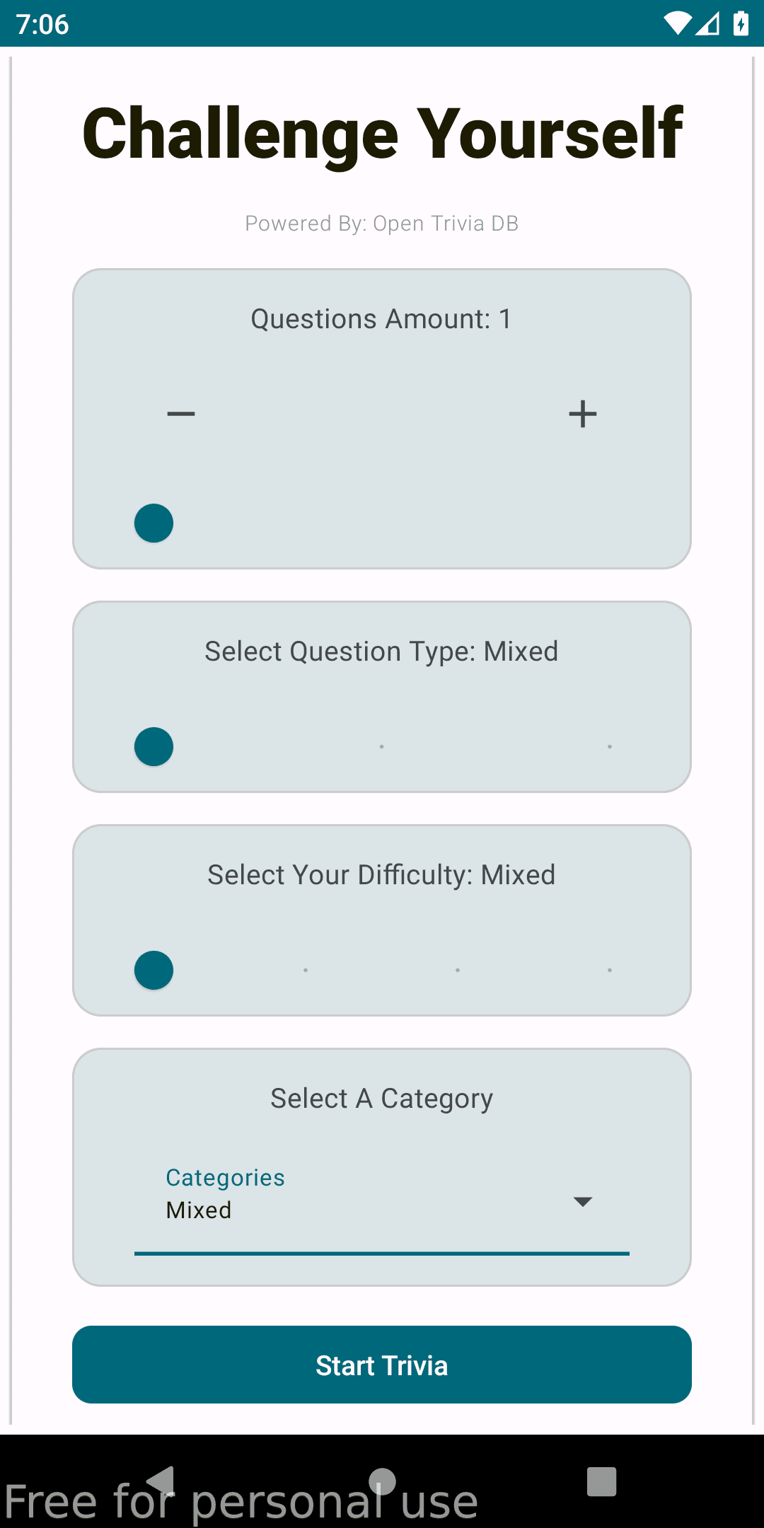 Скриншот 1 — Trivia App