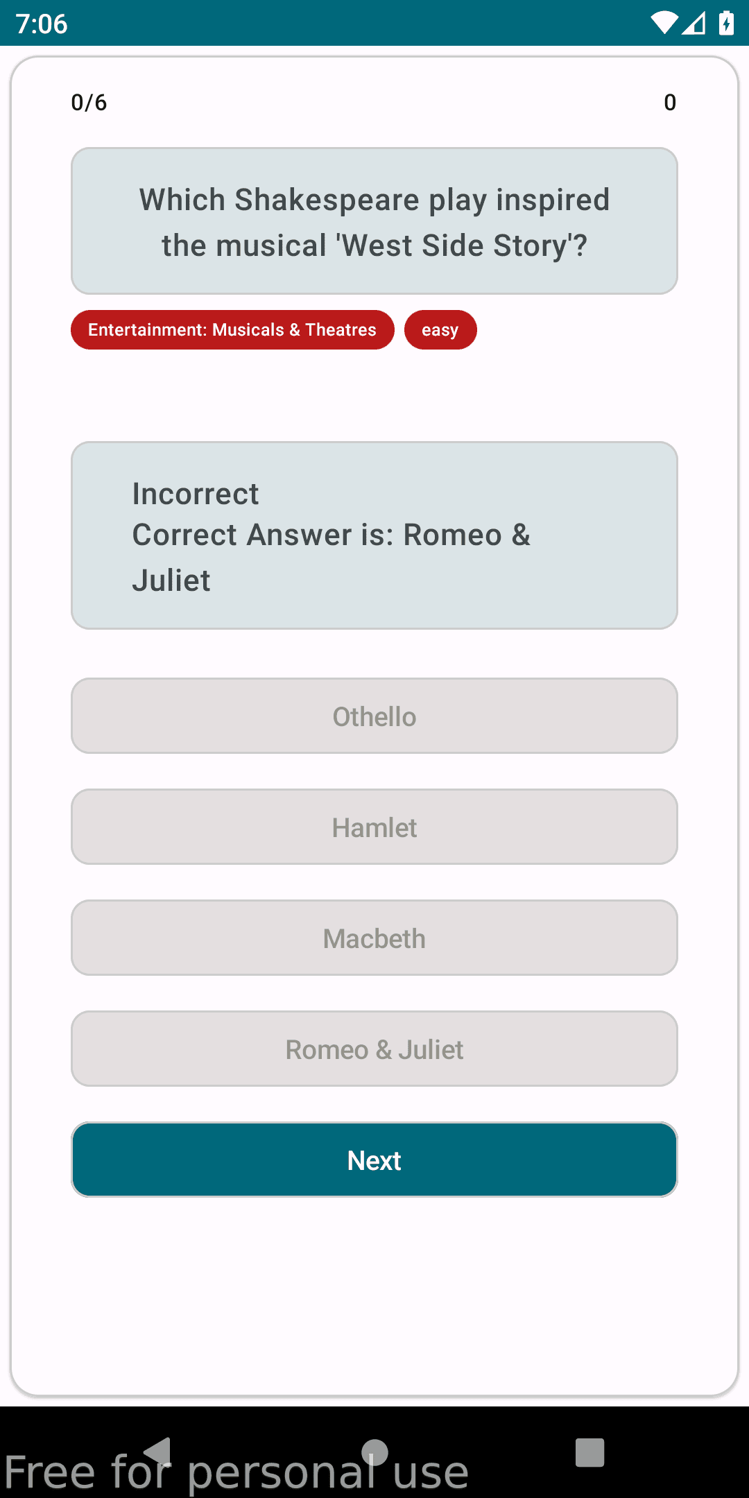 Скриншот 5 — Trivia App