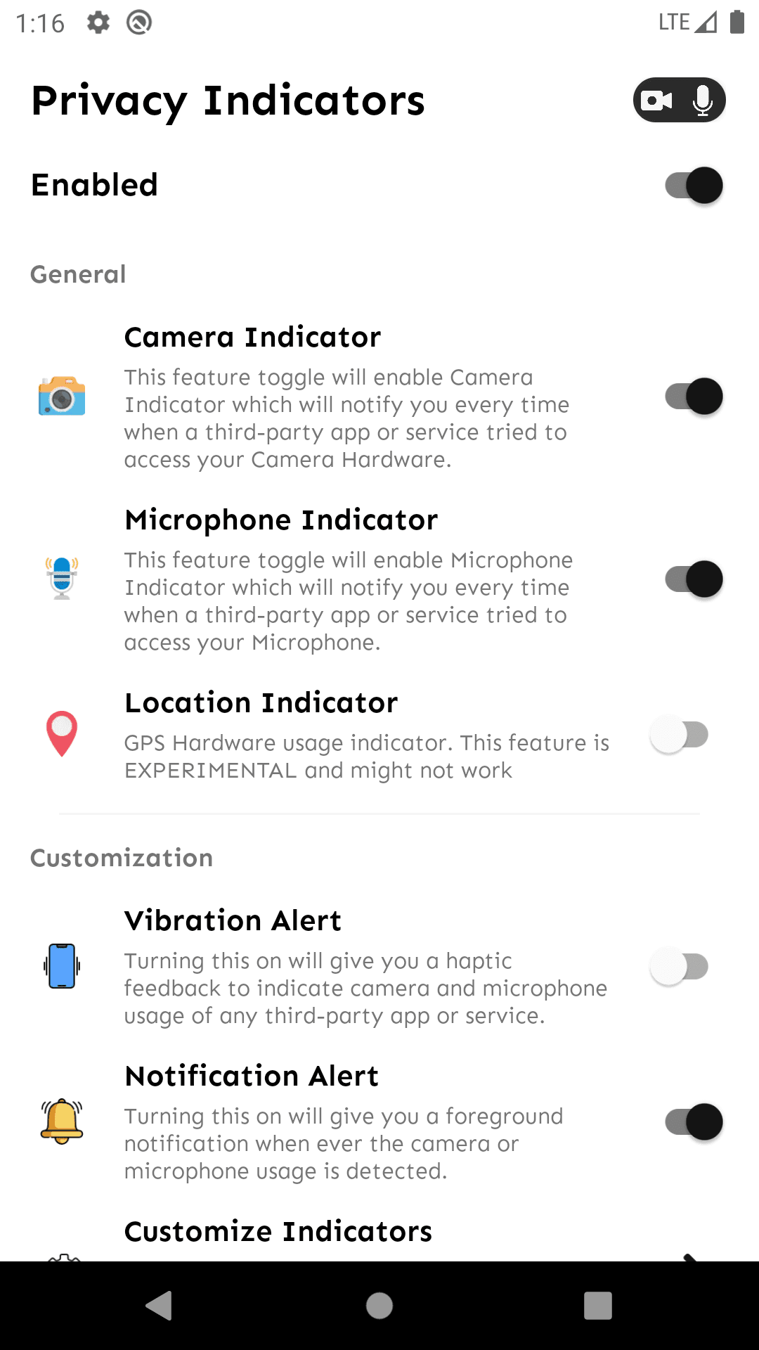 Скриншот 1 — Privacy Indicators