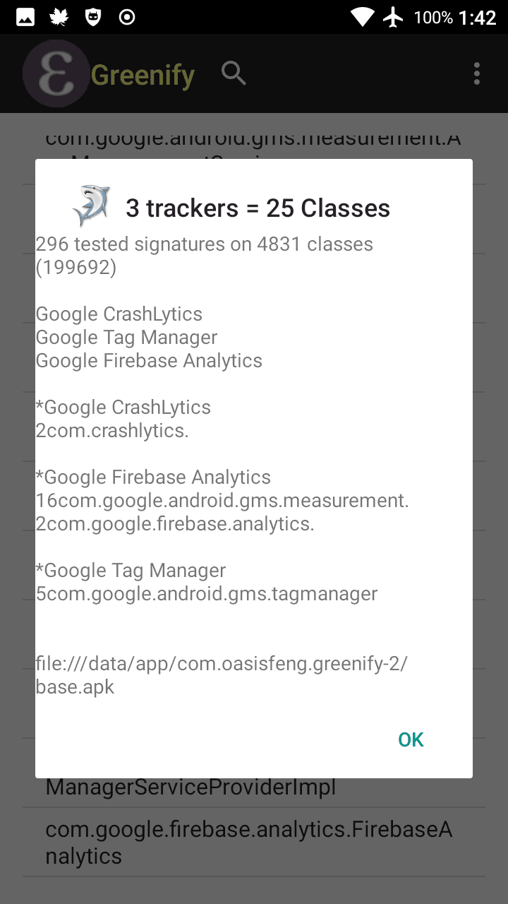 Скриншот 2 — ClassyShark3xodus - Scan apps for warnings