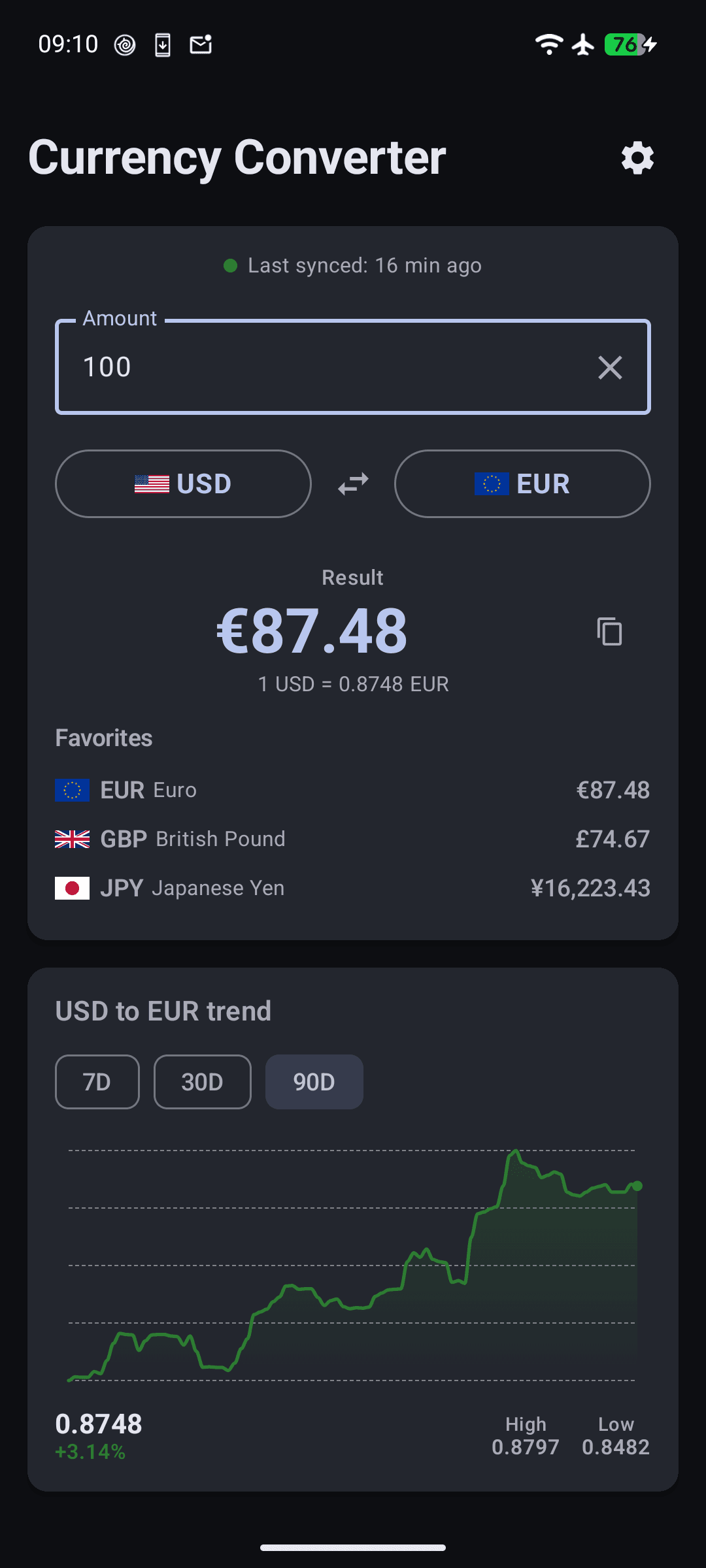 Скриншот 1 — Offline Currency Converter