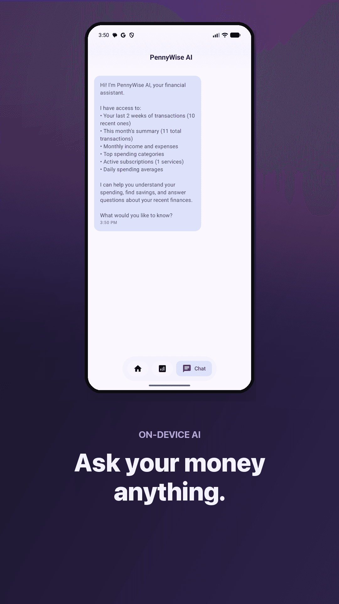Скриншот 2 — PennyWise: SMS Expense Tracker