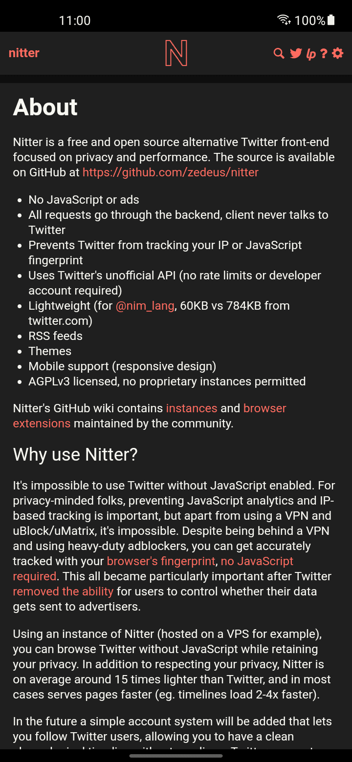Скриншот 3 — Nitter for Android
