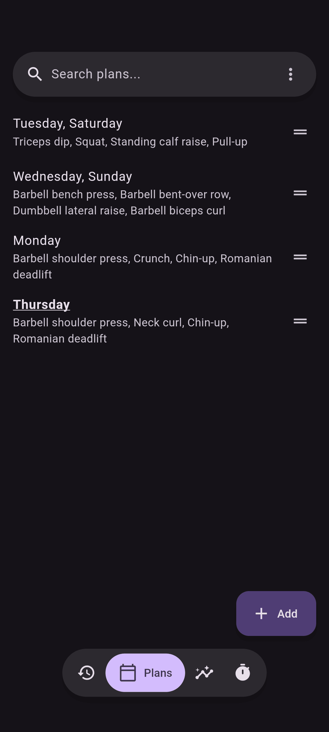 Скриншот 1 — Flexify: Gym Workout Log