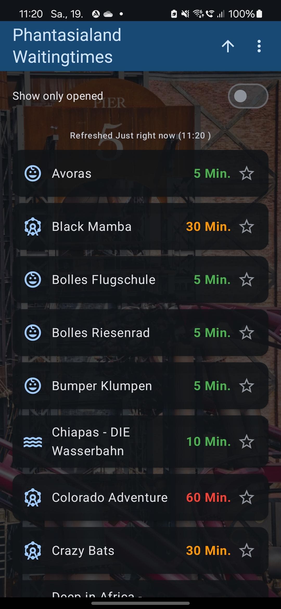 Скриншот 2 — Phantasialand Wait Times