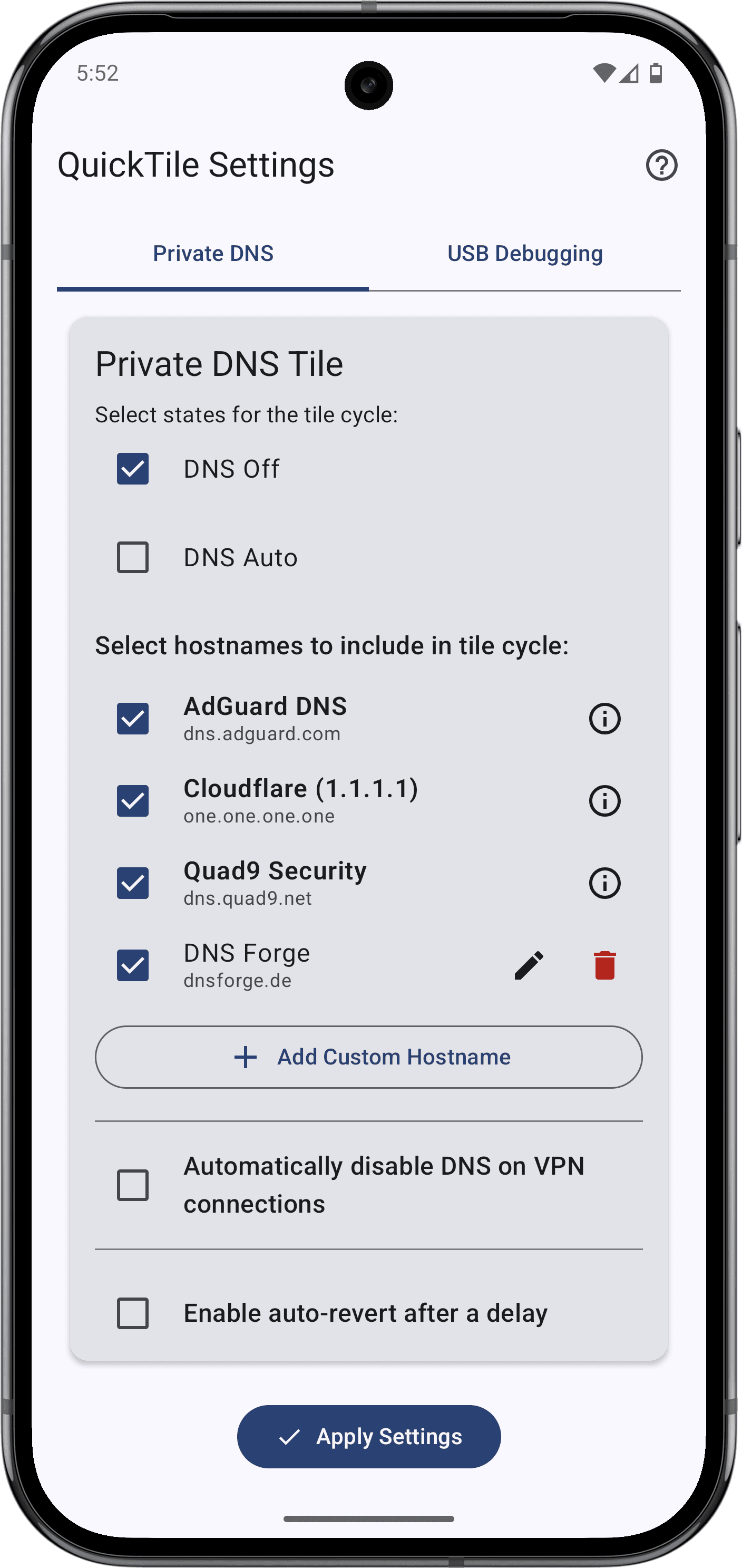 Скриншот 1 — QuickTile Settings