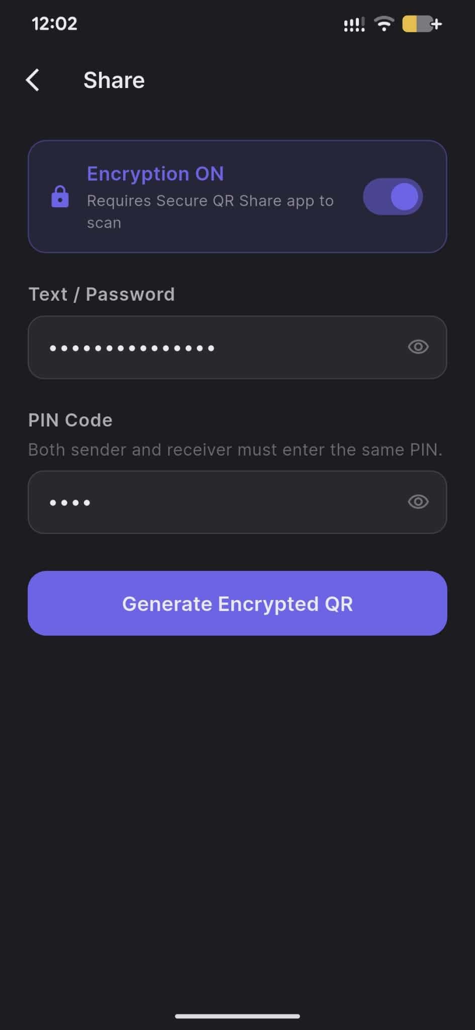 Скриншот 1 — Secure QR Share