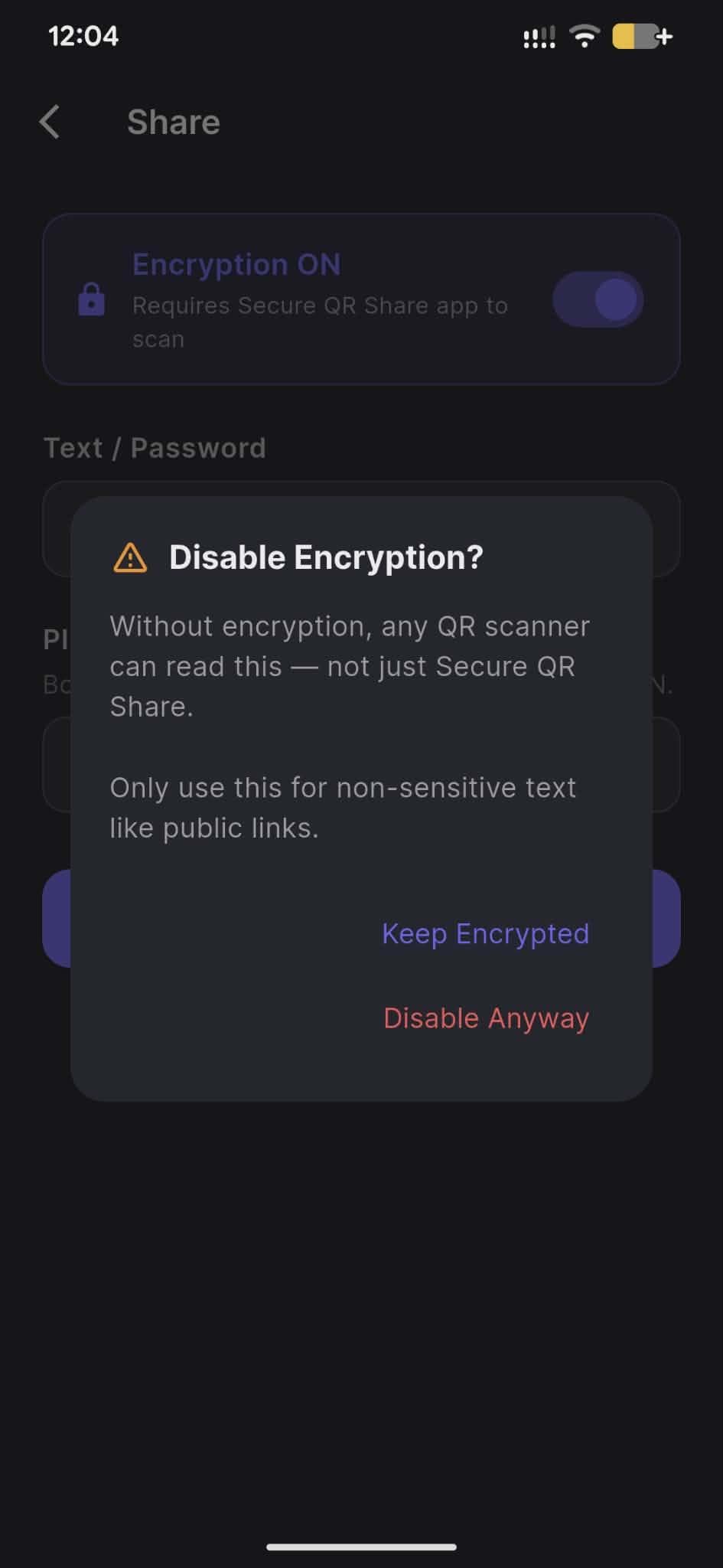 Скриншот 2 — Secure QR Share