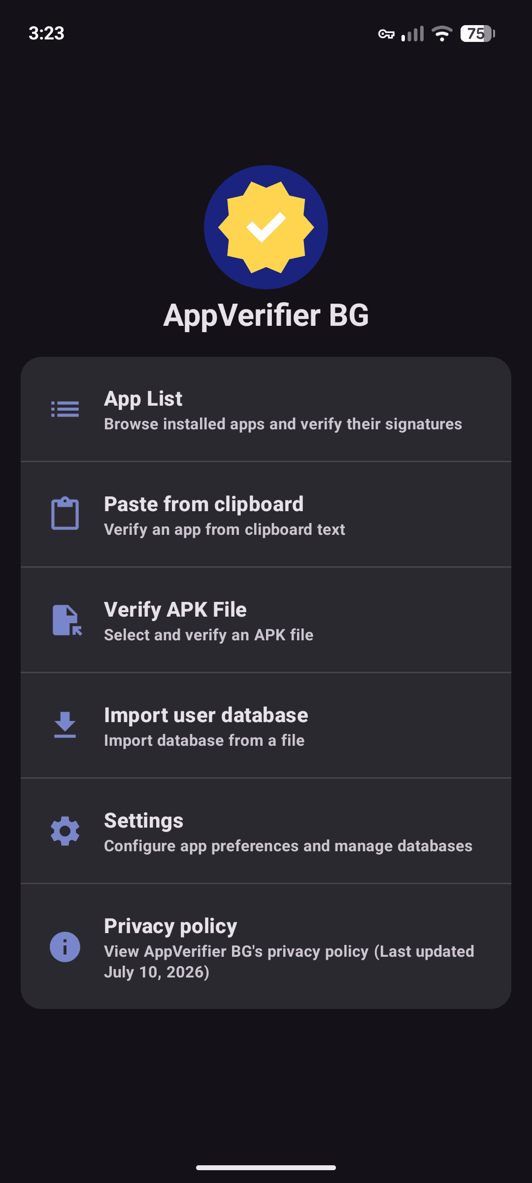 Скриншот 1 — AppVerifier BG