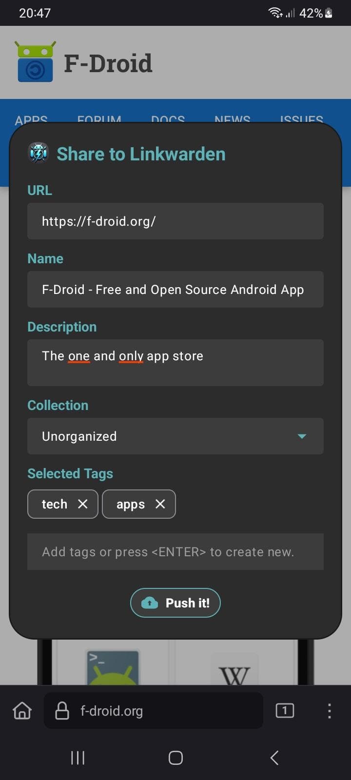 Скриншот 5 — LinkDroid for Linkwarden