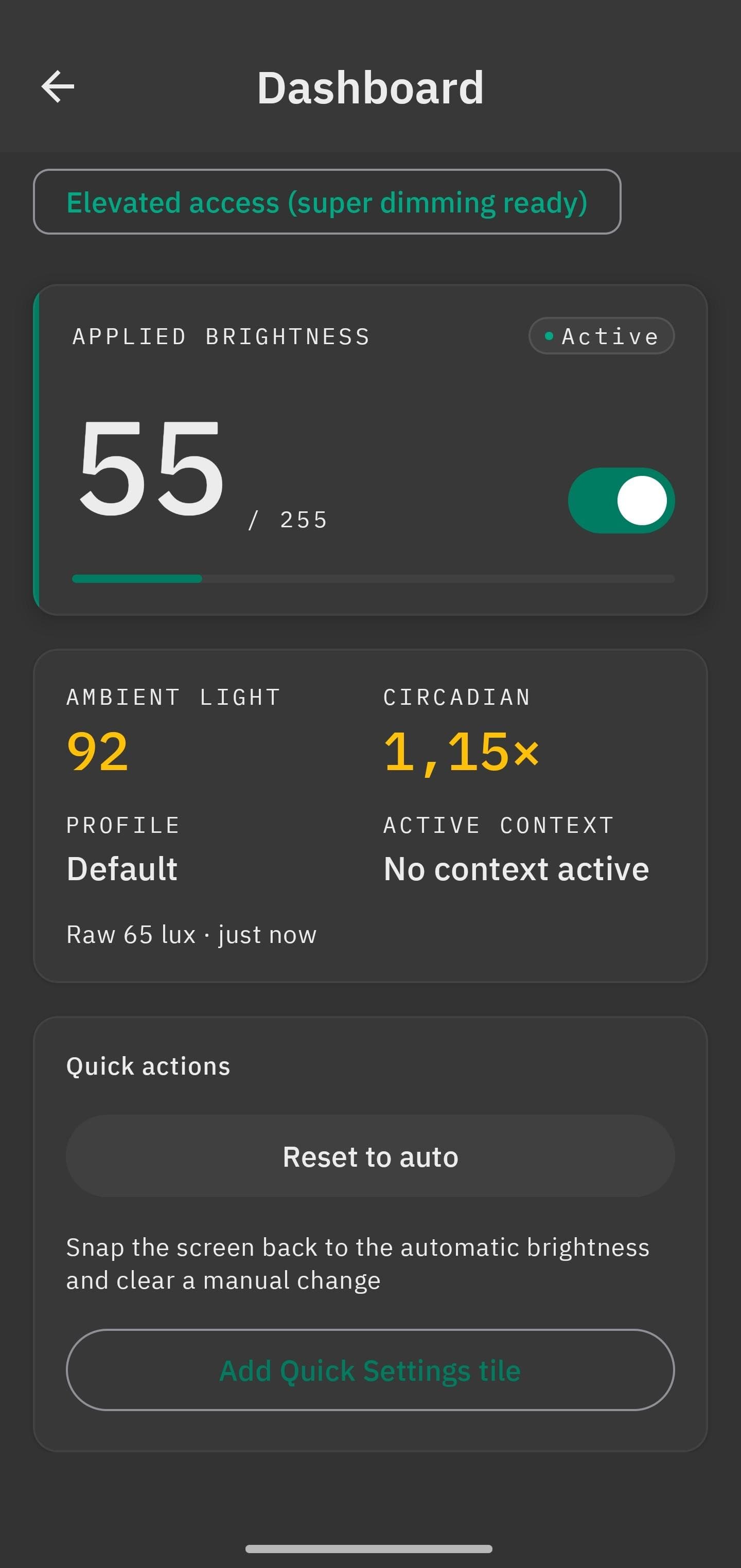Скриншот 1 — Tideo Auto Brightness