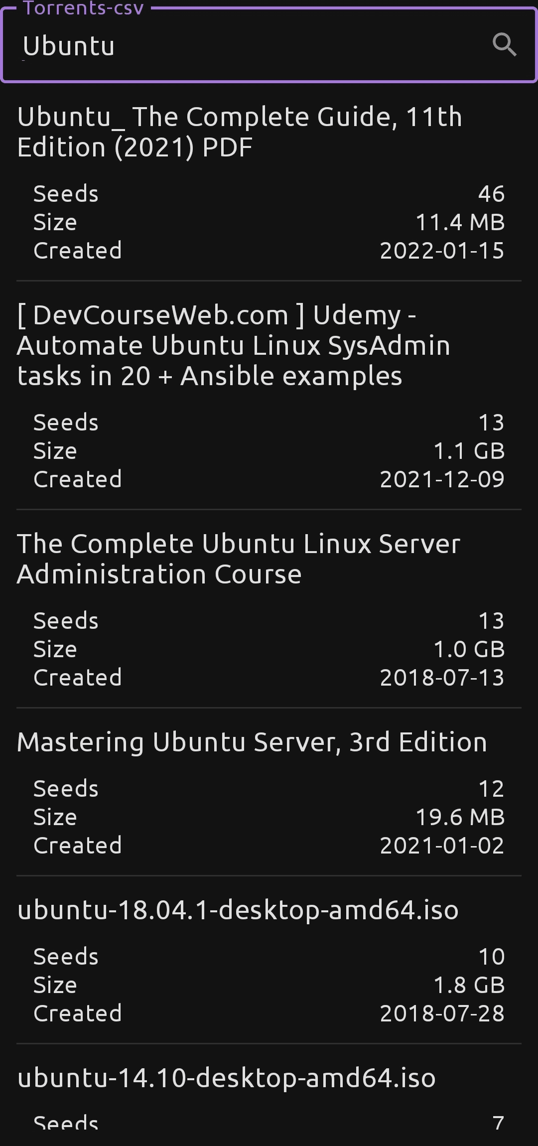Скриншот 2 — Torrents-csv-android
