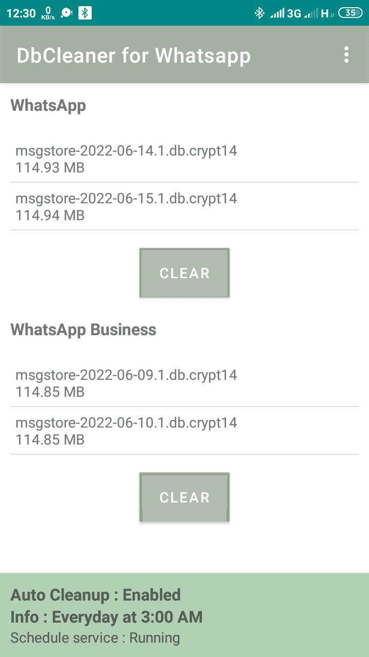 Скриншот 1 — DbCleaner for Whatsapp