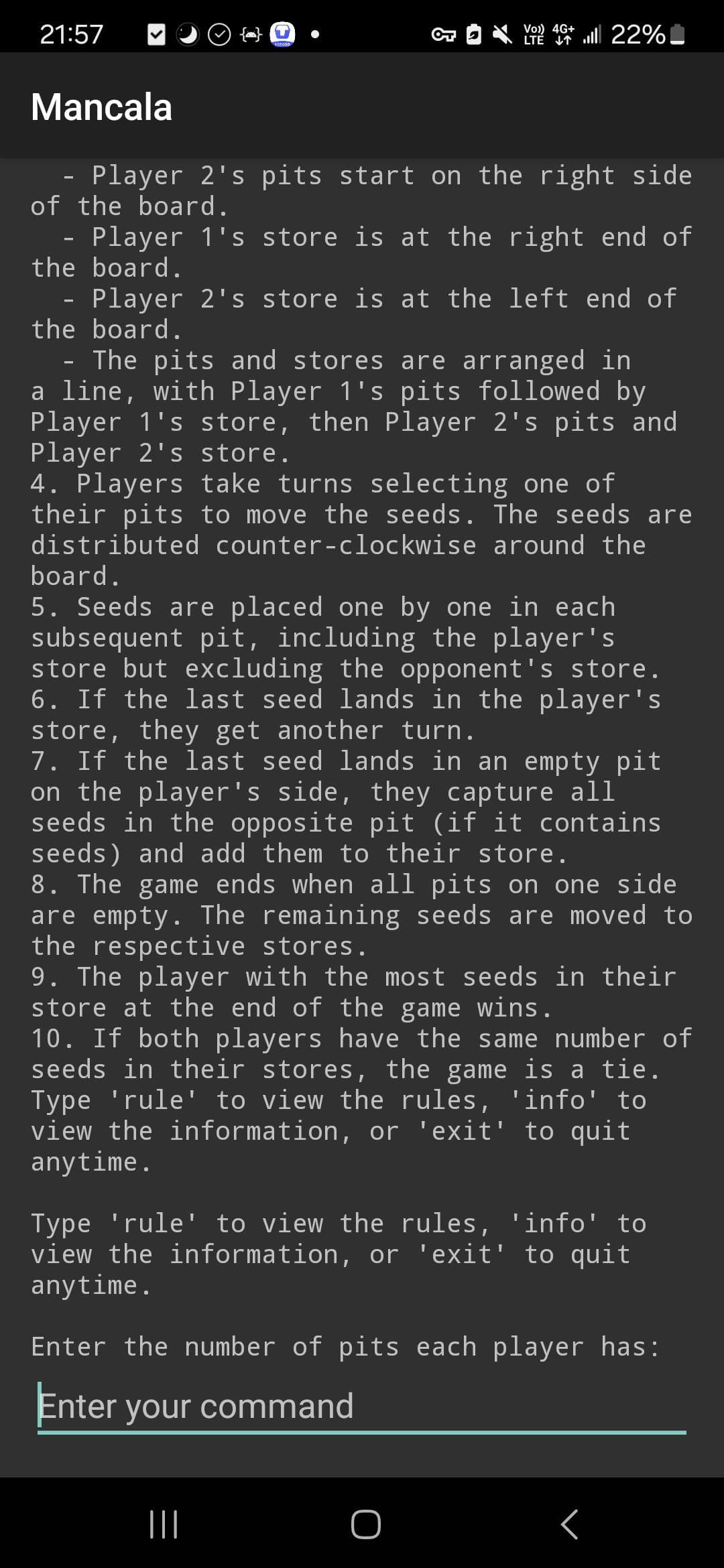 Скриншот 2 — Mancala