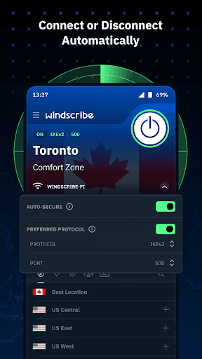 Скриншот 1 — Windscribe