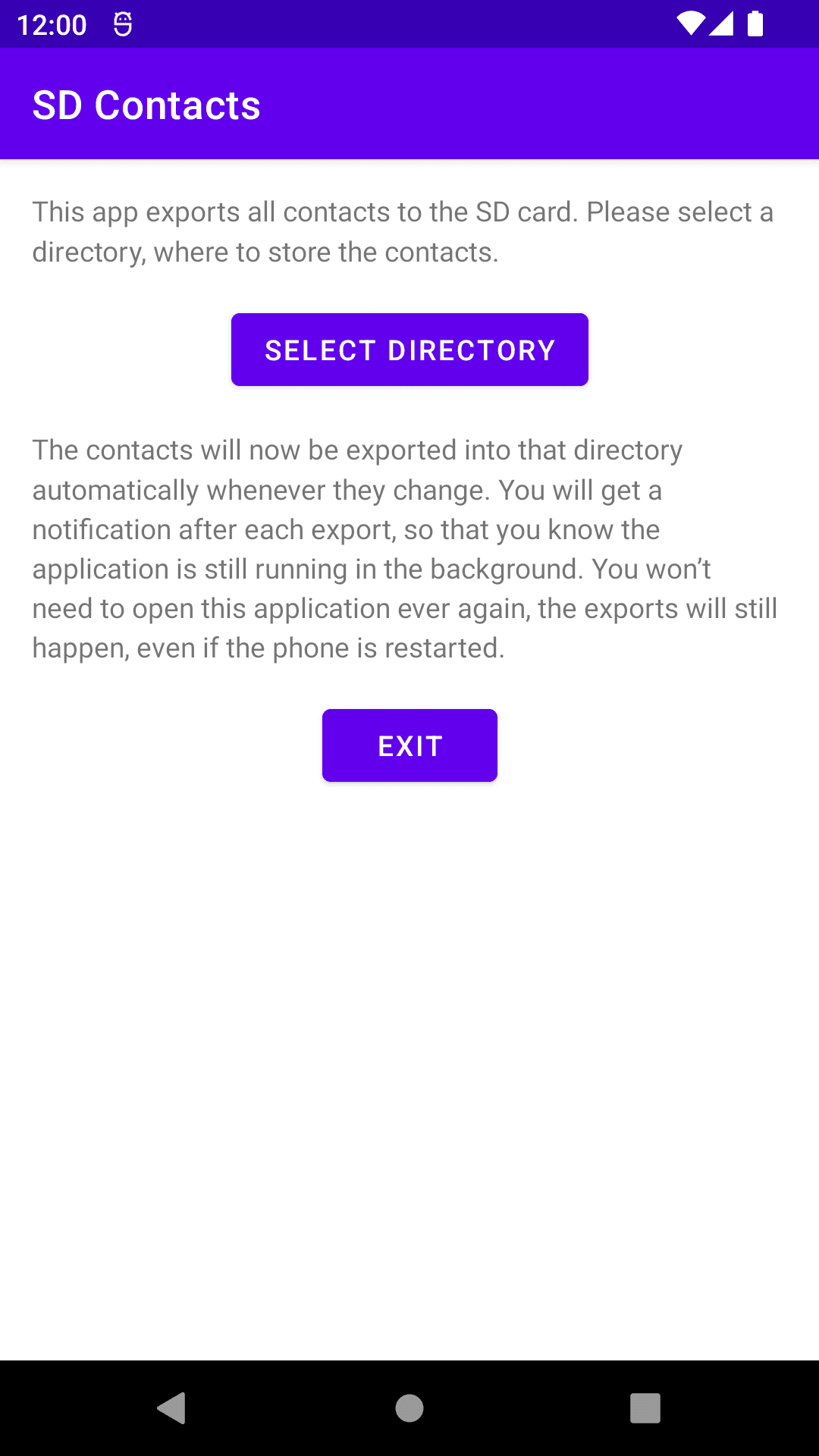 Скриншот 1 — SD Contacts