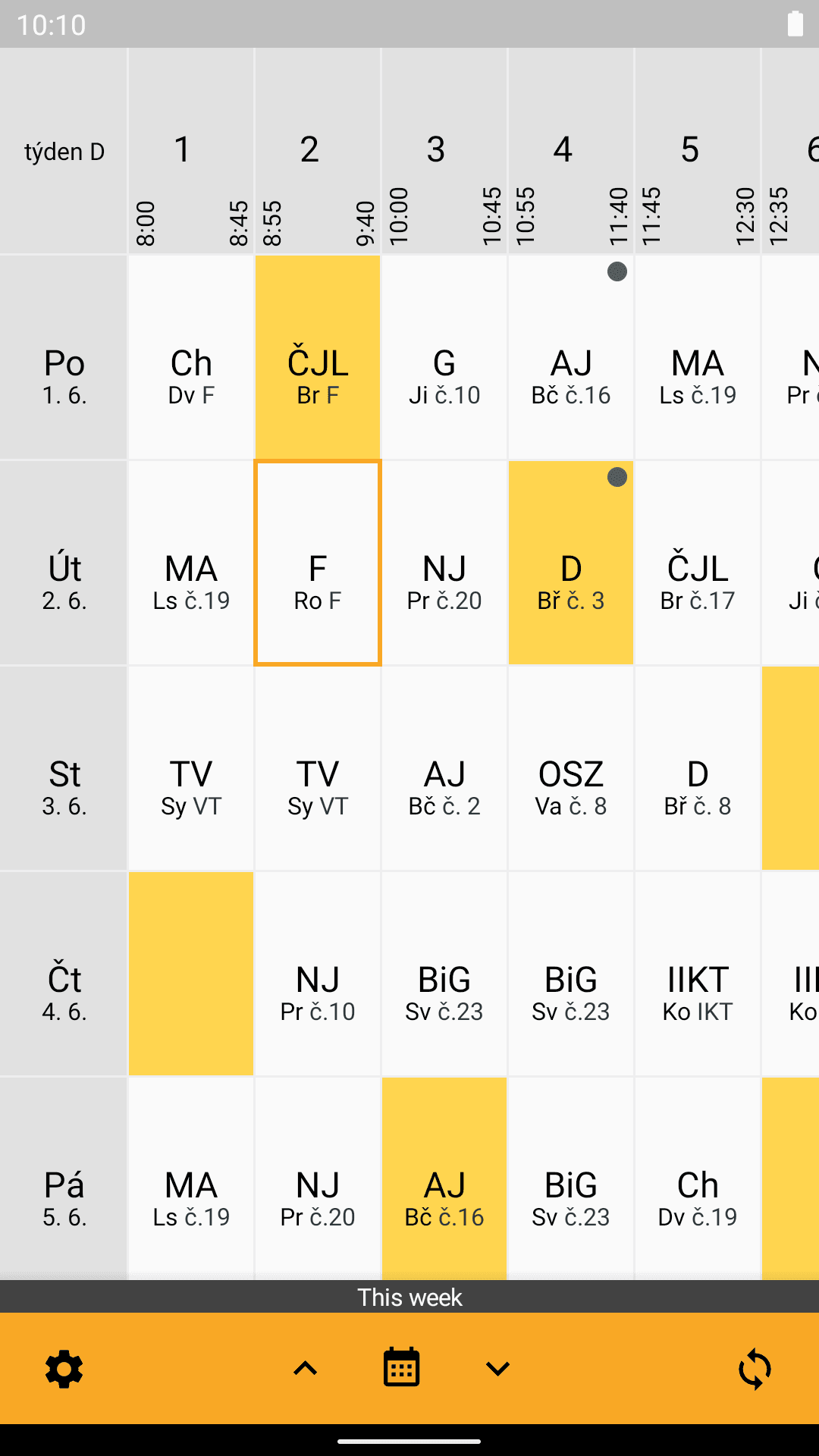 Скриншот 1 — Better Schedule (Bakaláři)