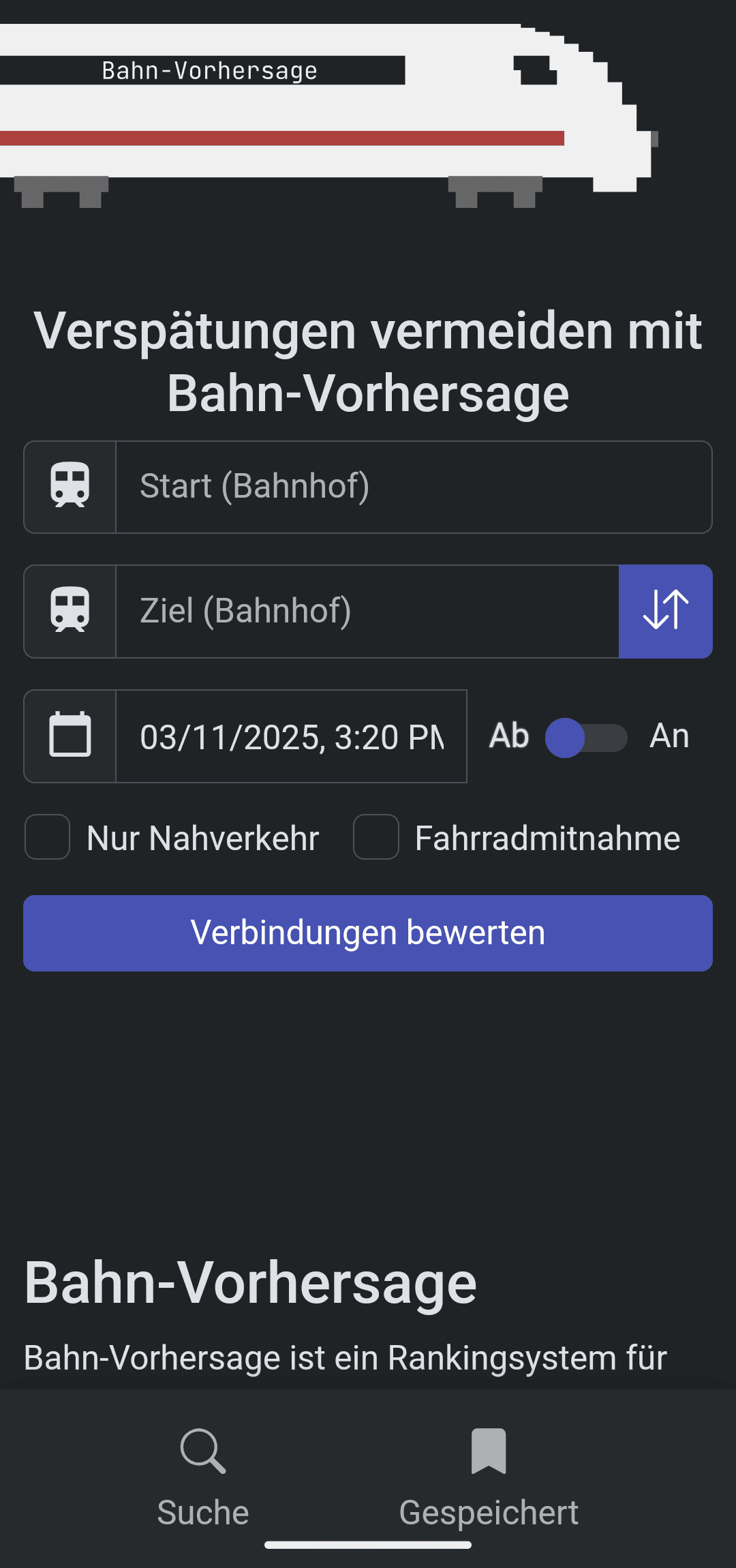 Скриншот 1 — Bahn-Vorhersage