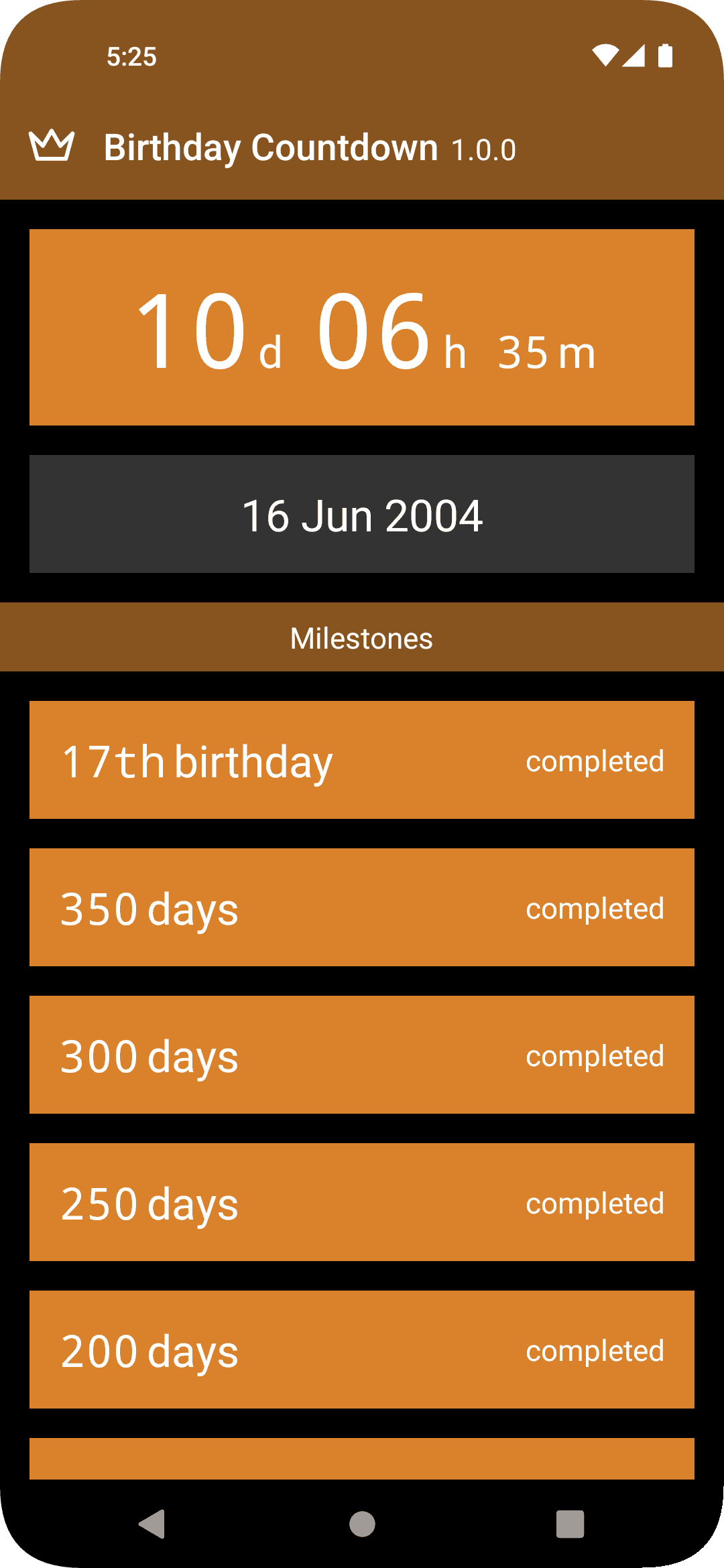 Скриншот 1 — Birthday Countdown