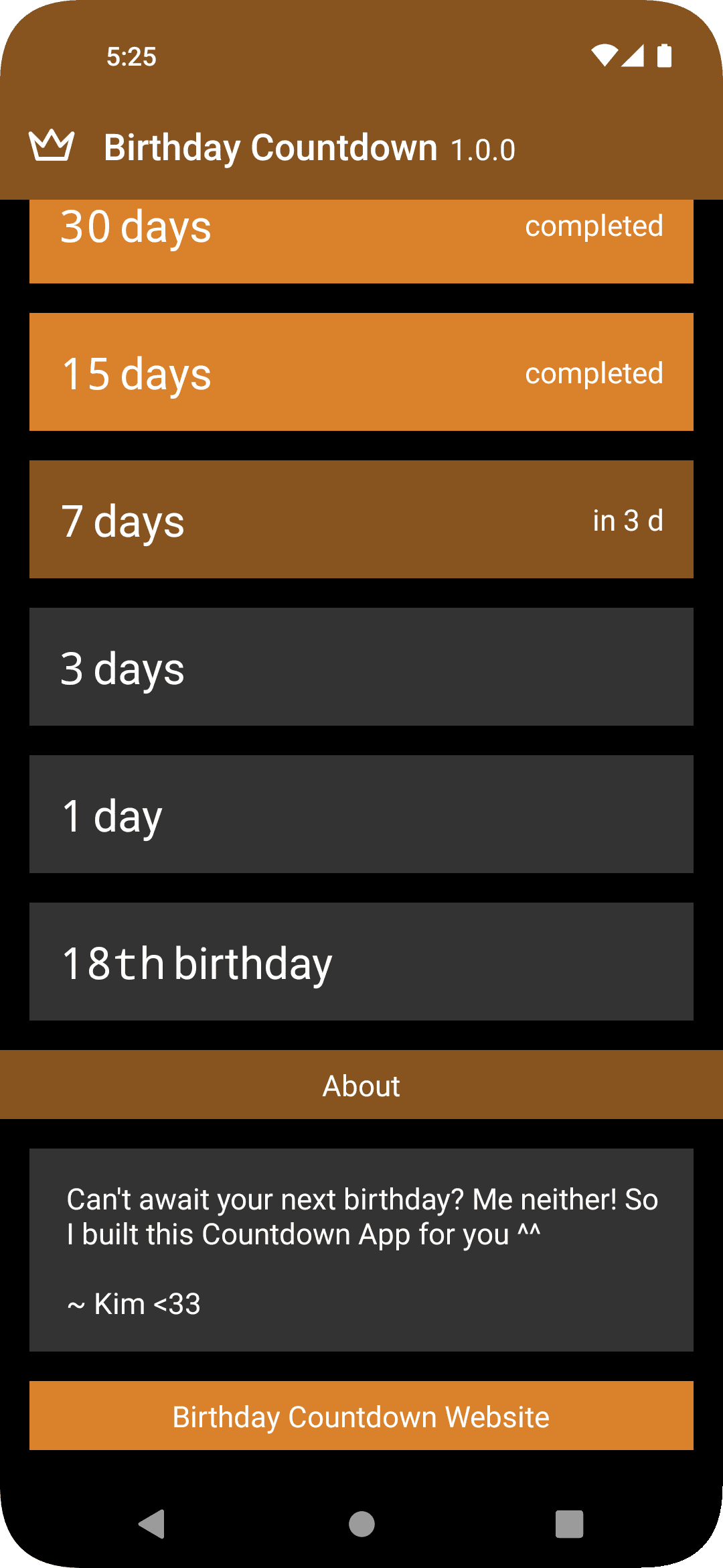 Скриншот 2 — Birthday Countdown