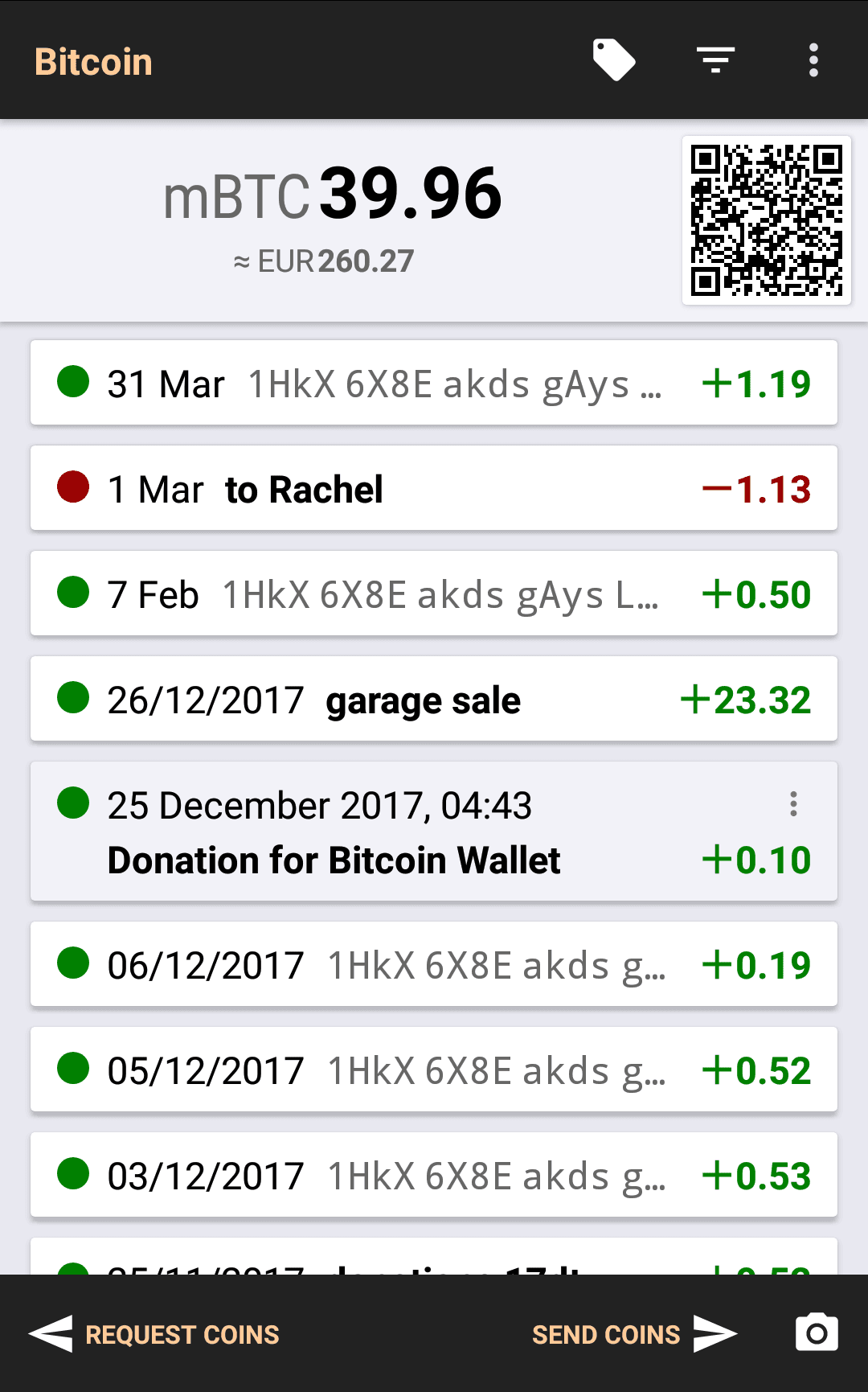 Скриншот 1 — Bitcoin Wallet