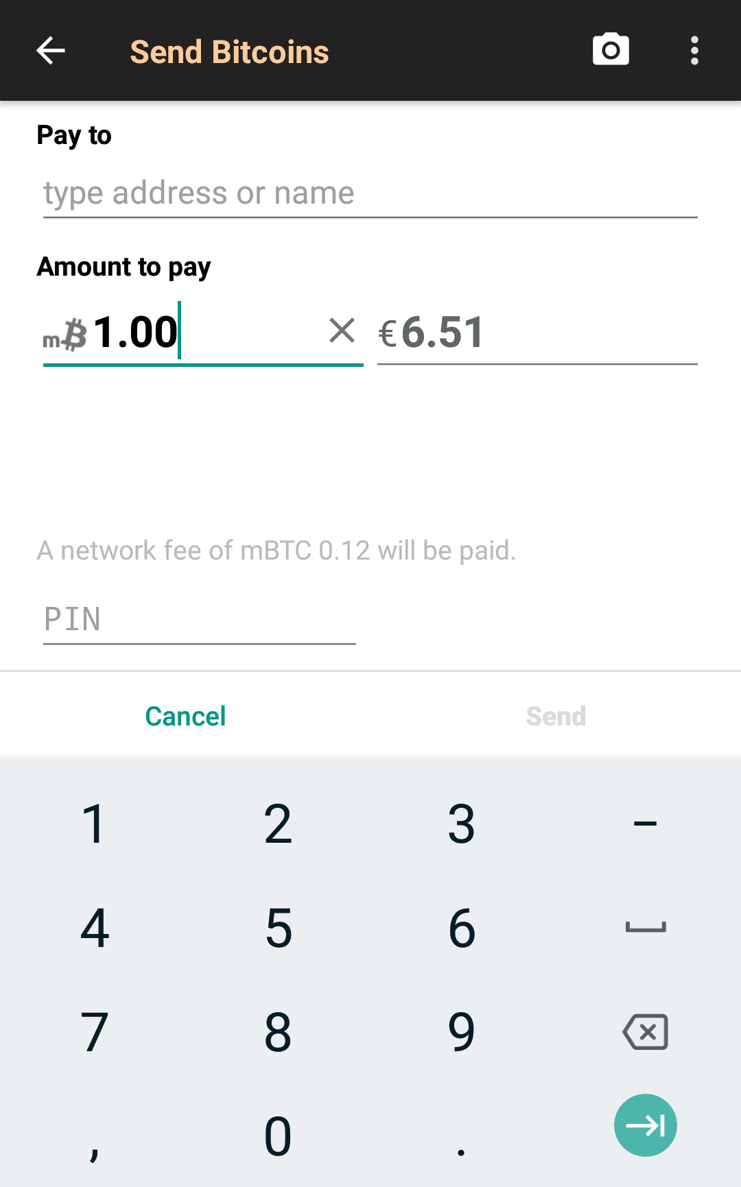Скриншот 2 — Bitcoin Wallet