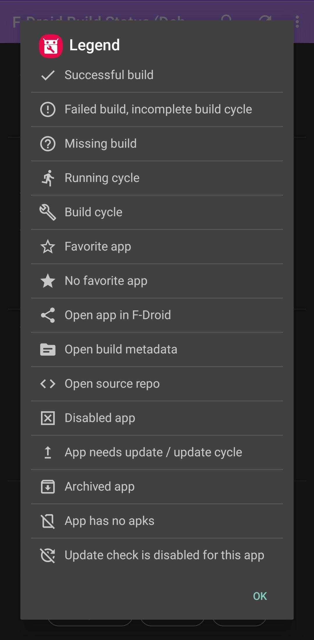 Скриншот 5 — Статус Сборки F-Droid